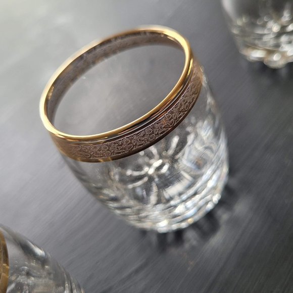 Vintage Pasabahce Gold Rimmed Roly Poly Low Ball Liquor Glasses Set Of 5 - Picture 6 of 13